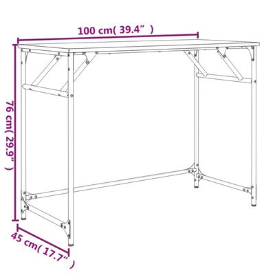 vidaXL Pisalna miza dimljeni hrast 100x45x76 cm inženirski les jeklo