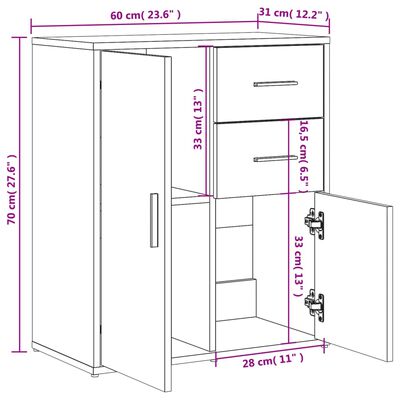 vidaXL Komoda bela 60x31x70 cm inženirski les