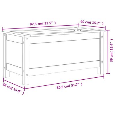 vidaXL Vrtno cvetlično korito sivo 82,5x40x39 cm trdna borovina