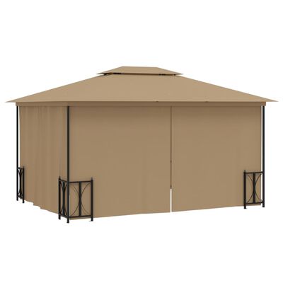 vidaXL Paviljon s stranicami in dvojno streho 3x4 m taupe