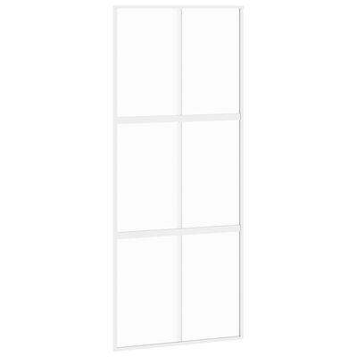 vidaXL Drsna vrata bela 90x205 cm kaljeno steklo in aluminij
