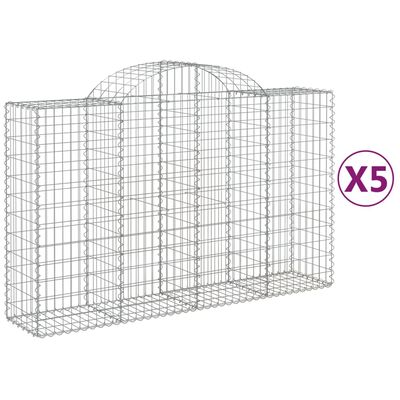 vidaXL Obokane gabion košare 5 kosov 200x50x120/140cm pocinkano železo