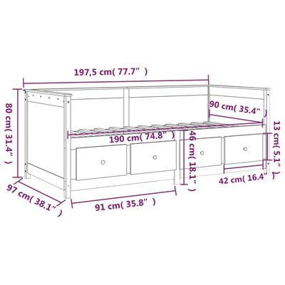 vidaXL Izvlečna postelja brez vzmetnice bela 90x190 cm trdna borovina