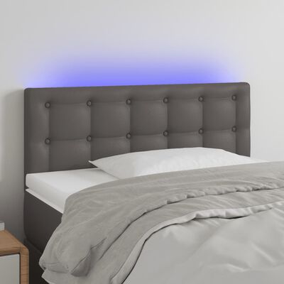 vidaXL LED posteljno vzglavje sivo 100x5x78/88 cm umetno usnje
