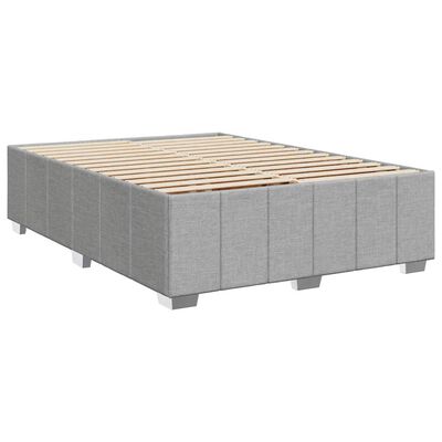 vidaXL Box spring postelja z vzmetnico svetlo siva 140x200 cm blago