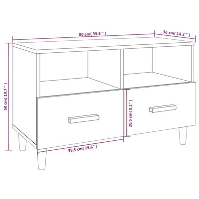 vidaXL TV omarica bela 80x36x50 cm inženirski les