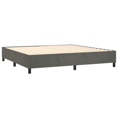 vidaXL Box spring postelja z vzmetnico temno siva 200x200 cm žamet