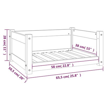 vidaXL Pasja postelja siv 65,5x50,5x28 cm trdna borovina