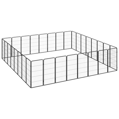 vidaXL Pasja ograda z 32 paneli črna 50x100 cm prašno barvano jeklo