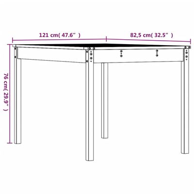 vidaXL Vrtna miza medeno rjava 121x82,5x76 cm trdna borovina