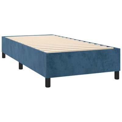 vidaXL Box spring postelja z vzmetnico LED temno modra 100x200cm žamet