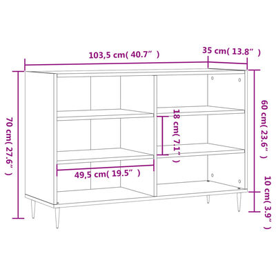 vidaXL Komoda betonsko siva 103,5x35x70 cm inženirski les