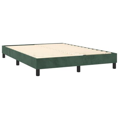 vidaXL Box spring postelja z vzmetnico temno zelena 140x200 cm žamet