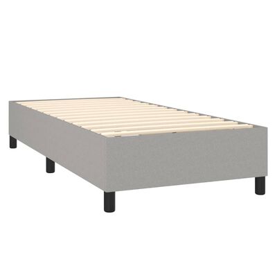 vidaXL Box spring postelja z vzmetnico svetlo siva 90x200 cm blago