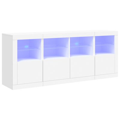 vidaXL Komoda z LED diodami bela 163x37x67 cm