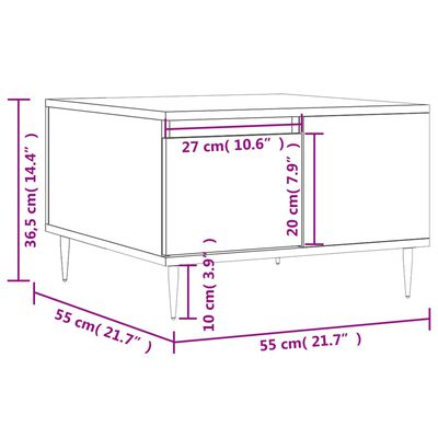 vidaXL Klubska mizica betonsko siva 55x55x36,5 cm inženirski les