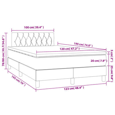 vidaXL Box spring postelja z vzmetnico LED krem 120x190 cm blago