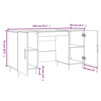 vidaXL Pisalna miza sonoma hrast 140x50x75 cm inženirski les