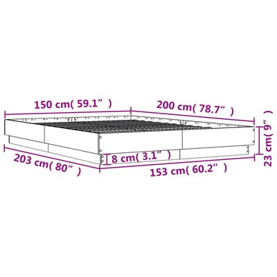 vidaXL Posteljni okvir siva sonoma 150x200 cm inženirski les