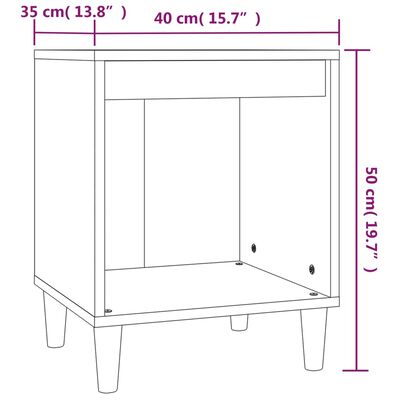 vidaXL Nočna omarica bela 40x35x50 cm inženirski les