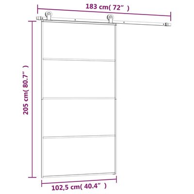 vidaXL Drsna vrata z opremo 102,5x205 cm ESG steklo in aluminij