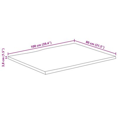 vidaXL Mizna plošča 100x80x3,8 cm naraven rob trden mangov les