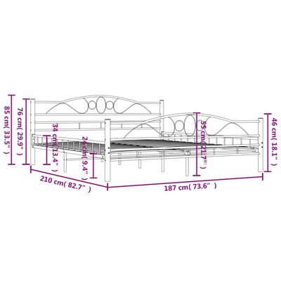 vidaXL Posteljni okvir črno jeklo 180x200 cm