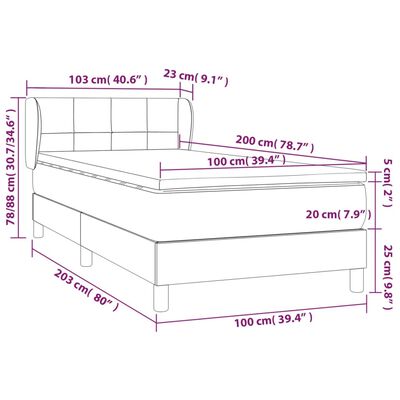 vidaXL Box spring postelja z vzmetnico črna 100x200 cm žamet