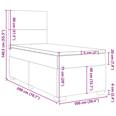 vidaXL Box spring postelja z vzmetnico taupe 100x200 cm blago