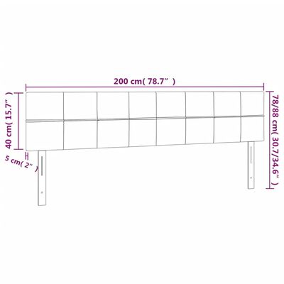 vidaXL Posteljno vzglavje 2 kosa temno sivo 100x5x78/88 cm žamet