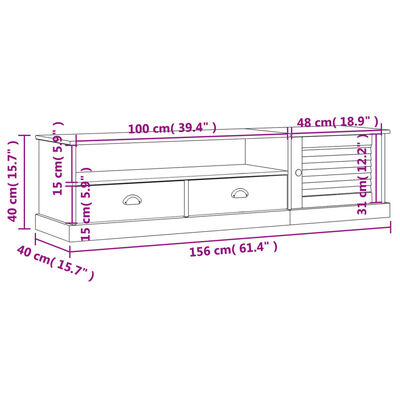 vidaXL TV omarica VIGO 156x40x40 cm trdna borovina