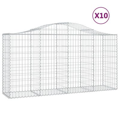 vidaXL Obokana gabionska košara 10 kos 200x50x100/120cm cinkano železo