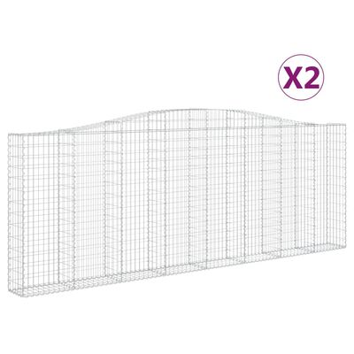 vidaXL Obokane gabion košare 2 kosa 400x30x140/160 cm pocinkano železo