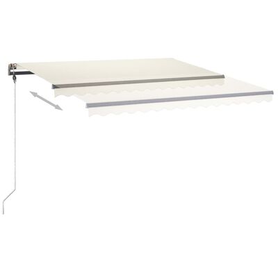 vidaXL Ročno zložljiva tenda z LED lučkami 400x350 cm krem