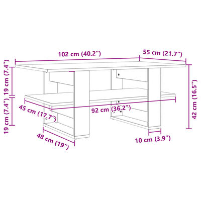 vidaXL Klubska mizica sonoma hrast 102x55x42 cm inženirski les