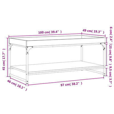 vidaXL Klubska mizica rjav hrast 100x49x45 cm inženirski les