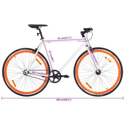 vidaXL Kolo z eno prestavo belo in oranžno 700c 51 cm