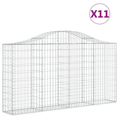 vidaXL Obokane gabion košare 11kosov 200x30x100/120cm pocinkano železo