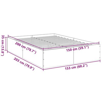 vidaXL Posteljni okvir rjav hrast 150x200 cm inženirski les