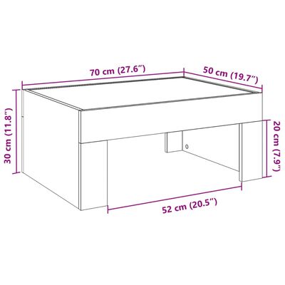 vidaXL Klubska mizica z neskončnimi LED sonoma hrast 70x50x30 cm