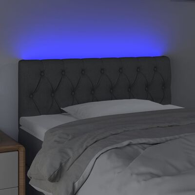 vidaXL LED posteljno vzglavje temno sivo 100x7x78/88 cm blago