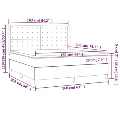 vidaXL Box spring postelja z vzmetnico krem 160x200 cm blago