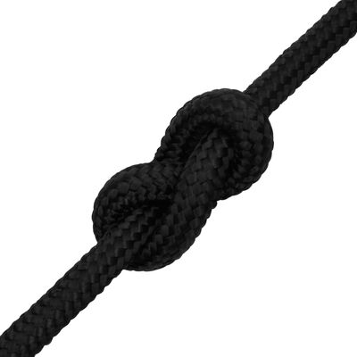 vidaXL Vrv za čoln popolnoma črna 18 mm 100 m polipropilen