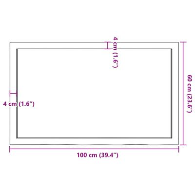 vidaXL Stenska polica temno rjava 100x60x(2-4) cm trdna hrastovina