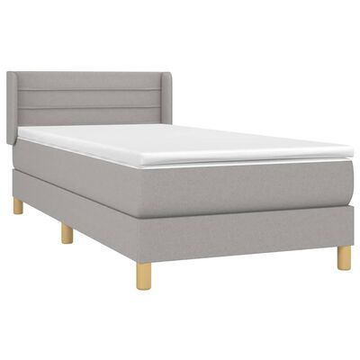 vidaXL Box spring postelja z vzmetnico svetlo siva 90x190 cm blago