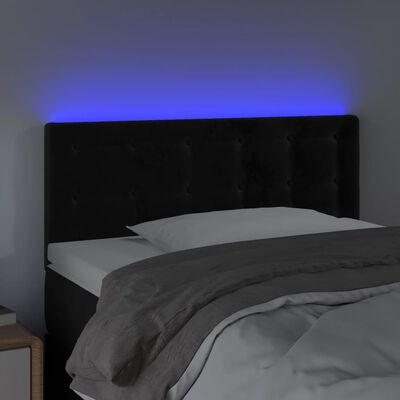 vidaXL LED posteljno vzglavje črno 90x5x78/88 cm žamet
