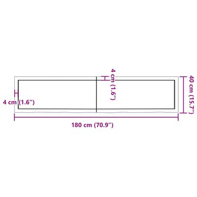 vidaXL Kopalniški pult temno rjav 180x40x(2-4) cm obdelan trden les