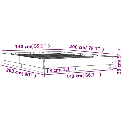 vidaXL Posteljni okvir rjav hrast 140x200 cm inženirski les