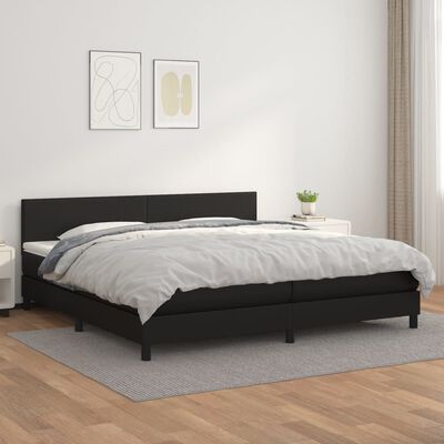 vidaXL Box spring postelja z vzmetnico črna 200x200 cm umetno usnje