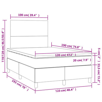 vidaXL Box spring postelja z vzmetnico črna 120x190 cm žamet